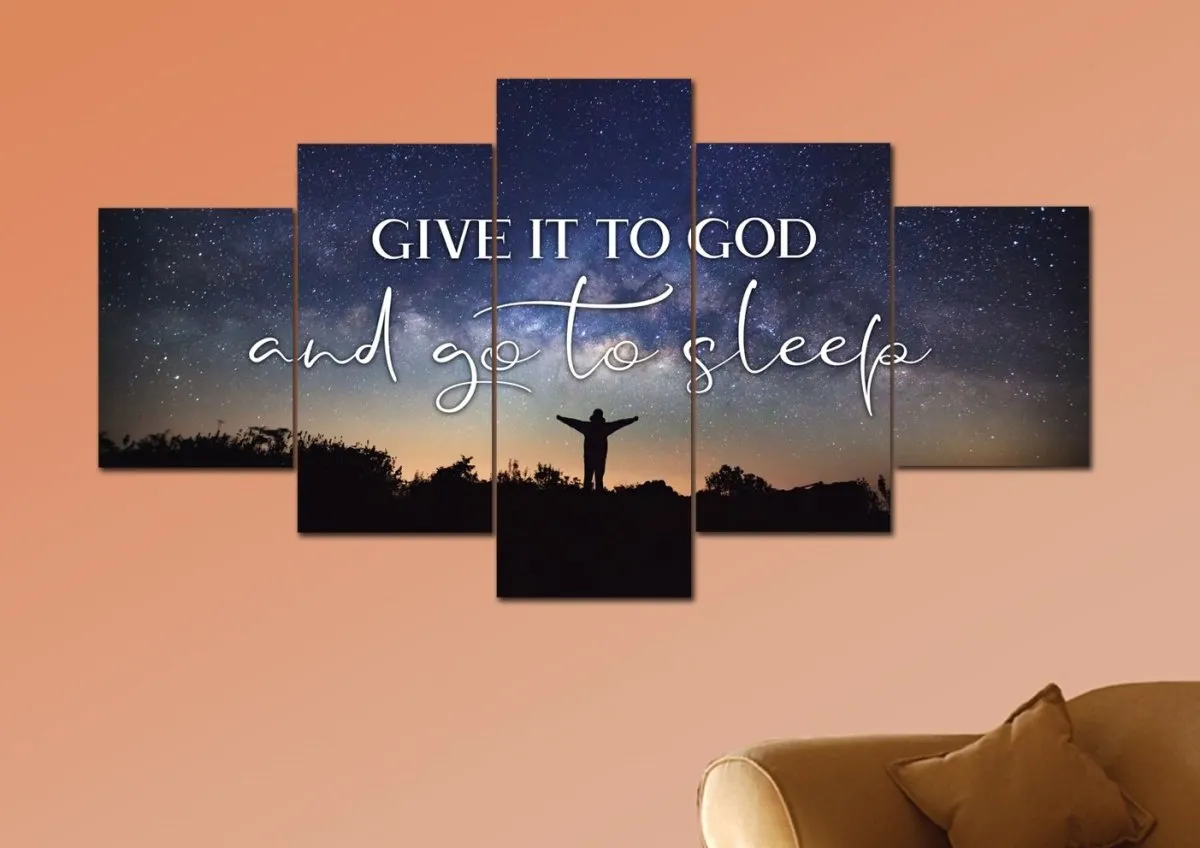 Grateful Night Give It To God And Go To Sleep Sign, Wall Art & Decor - Christian Canvas Wall Art