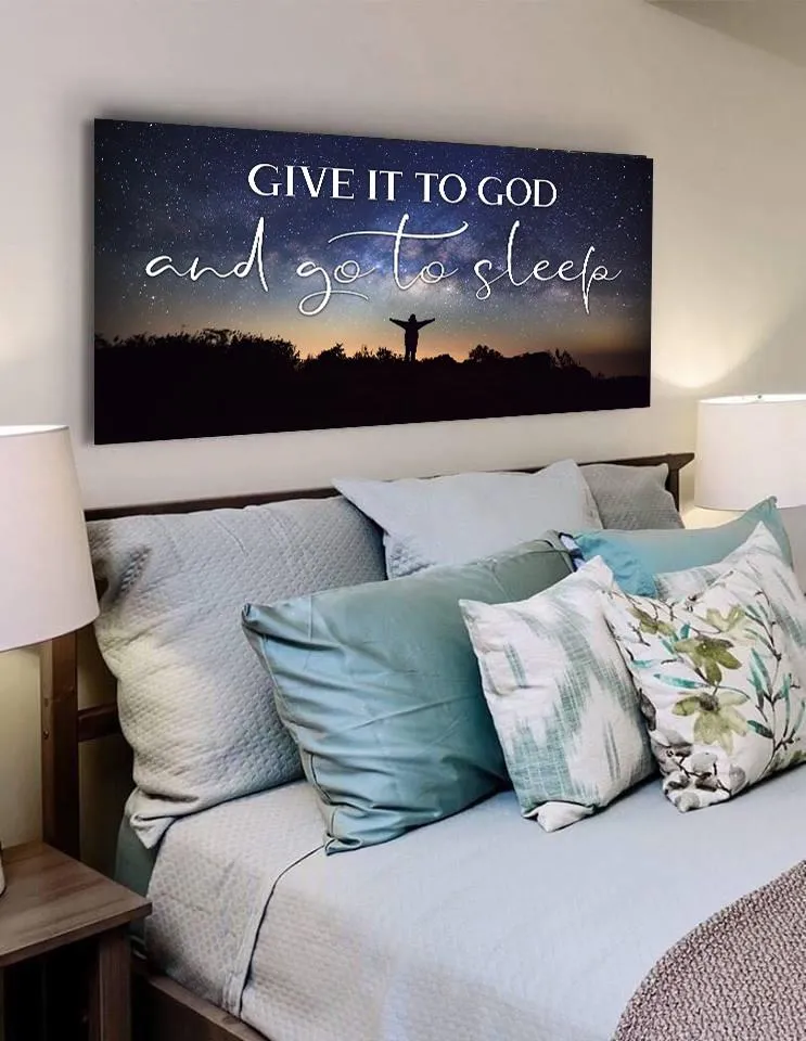 Grateful Night Give It To God And Go To Sleep Sign, Wall Art & Decor - Christian Canvas Wall Art