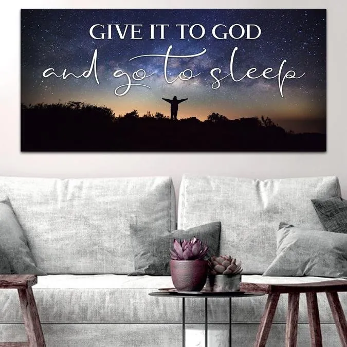 Grateful Night Give It To God And Go To Sleep Sign, Wall Art & Decor - Christian Canvas Wall Art