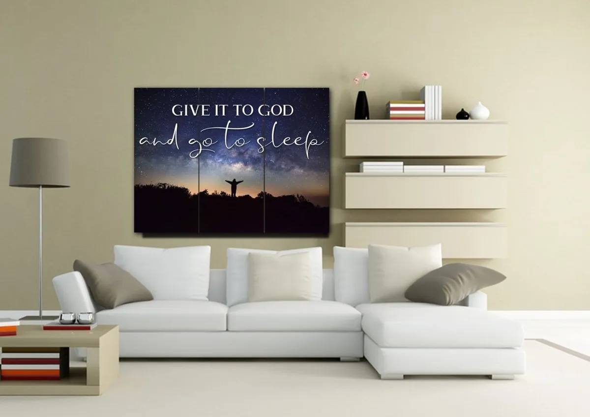 Grateful Night Give It To God And Go To Sleep Sign, Wall Art & Decor - Christian Canvas Wall Art