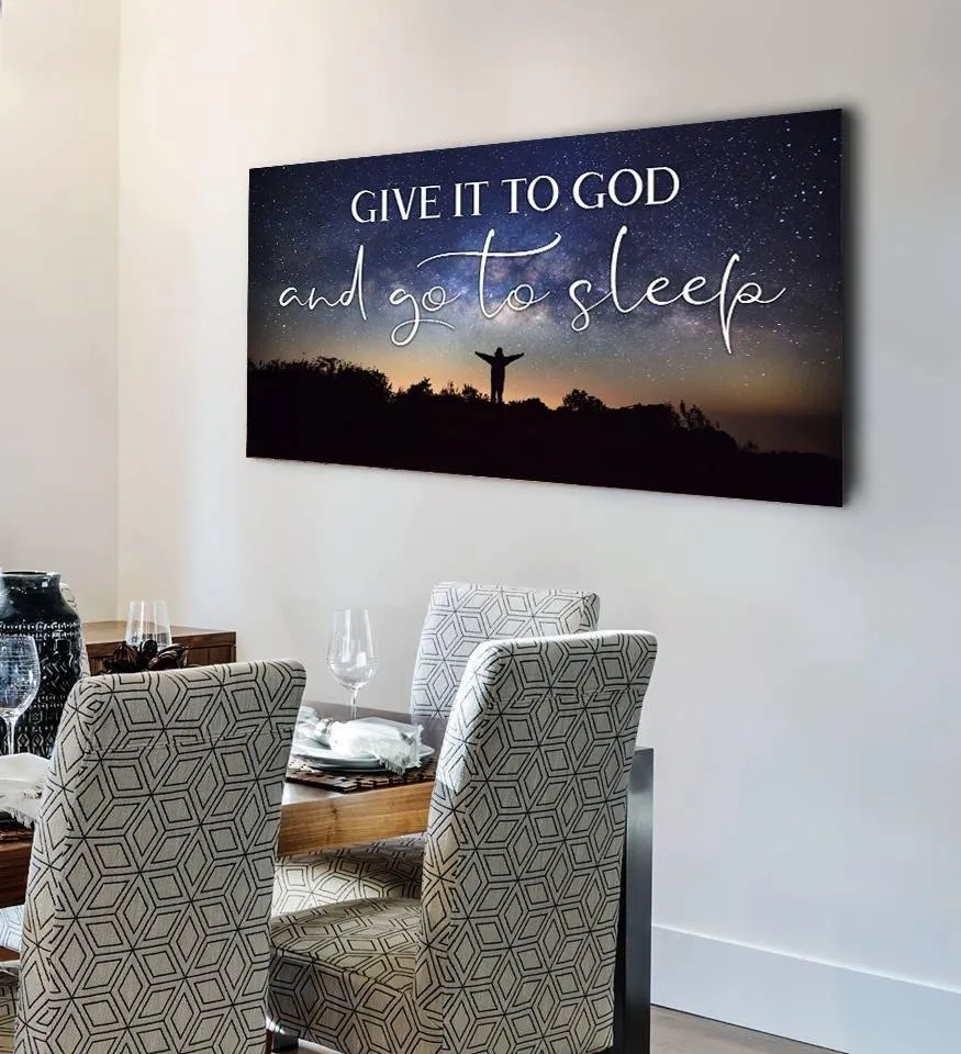 Grateful Night Give It To God And Go To Sleep Sign, Wall Art & Decor - Christian Canvas Wall Art