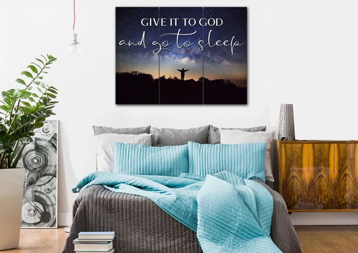 Grateful Night Give It To God And Go To Sleep Sign, Wall Art & Decor - Christian Canvas Wall Art