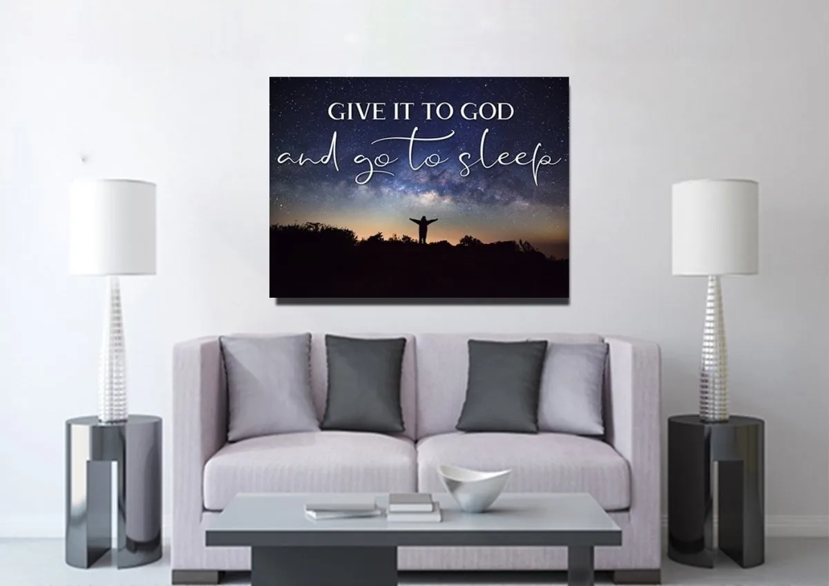 Grateful Night Give It To God And Go To Sleep Sign, Wall Art & Decor - Christian Canvas Wall Art