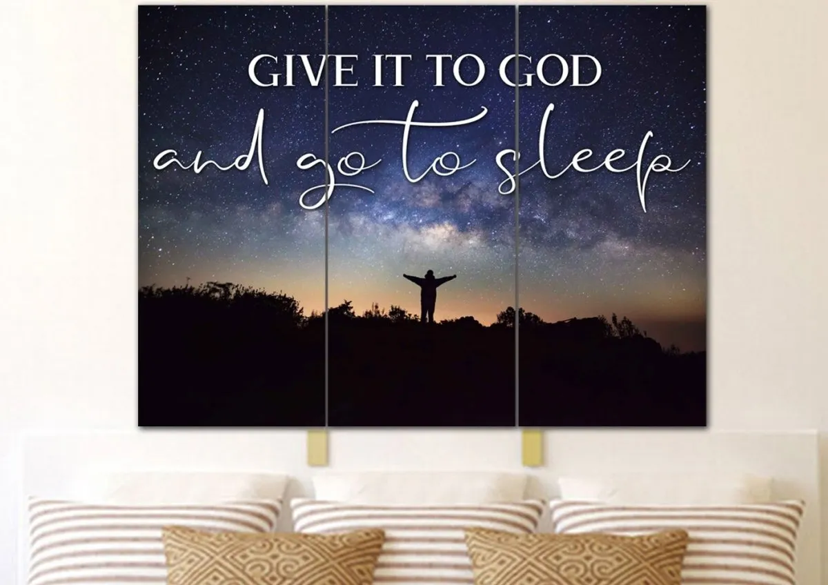 Grateful Night Give It To God And Go To Sleep Sign, Wall Art & Decor - Christian Canvas Wall Art