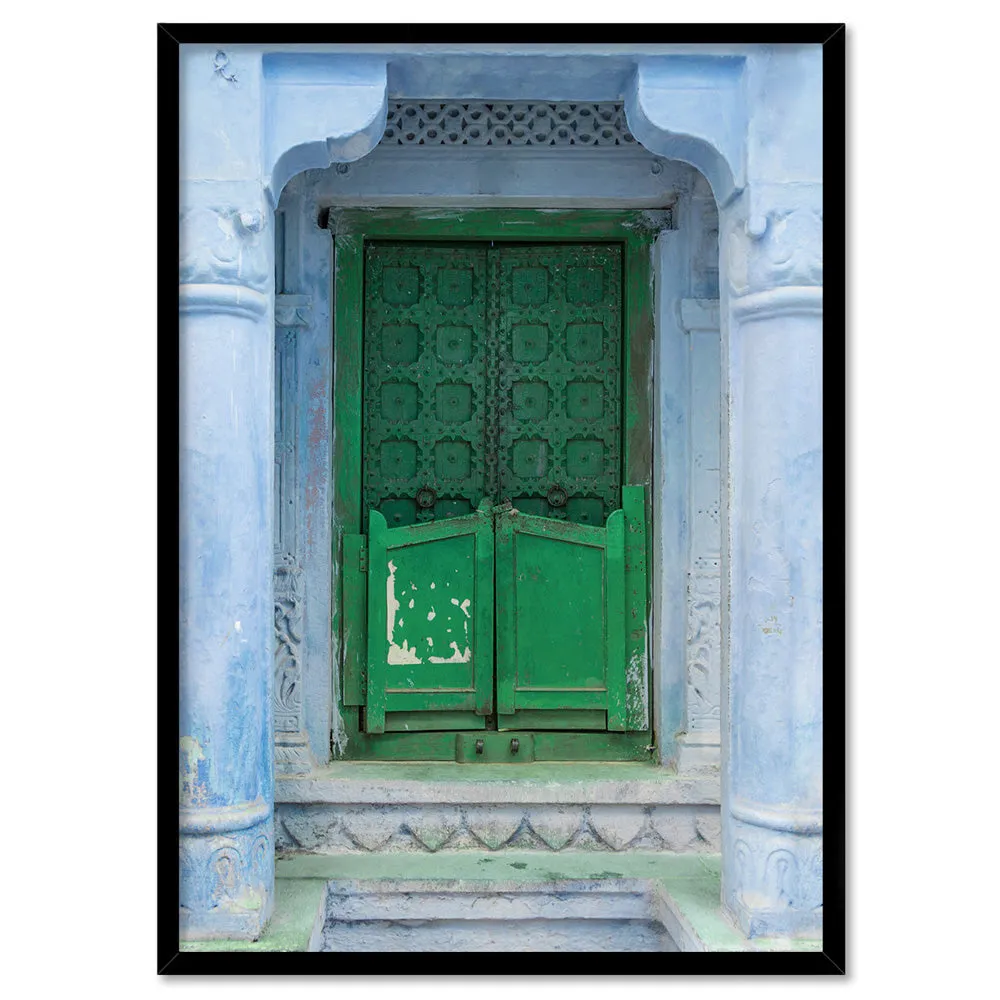 Green Doorway Jodhpur - Art Print