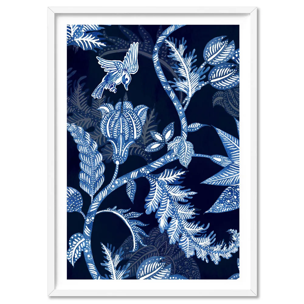 Hamptons Blue Paisley Depths  - Art Print
