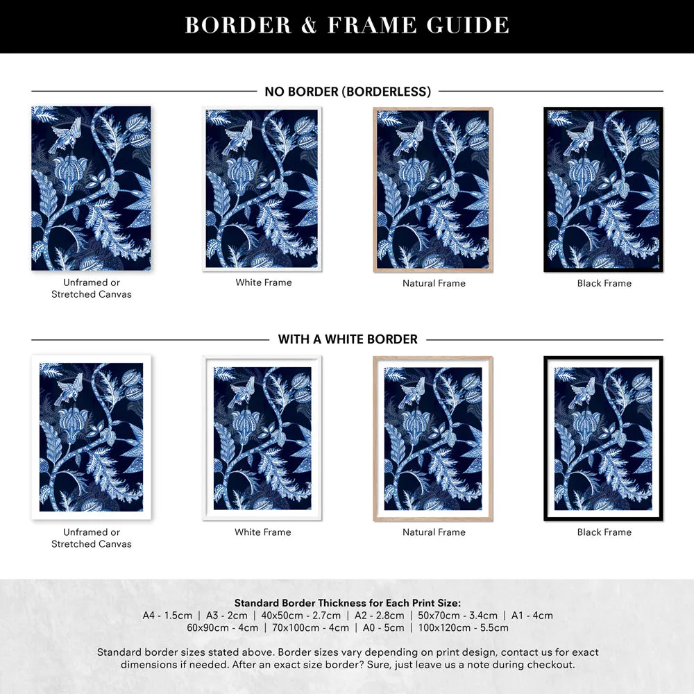 Hamptons Blue Paisley Depths  - Art Print