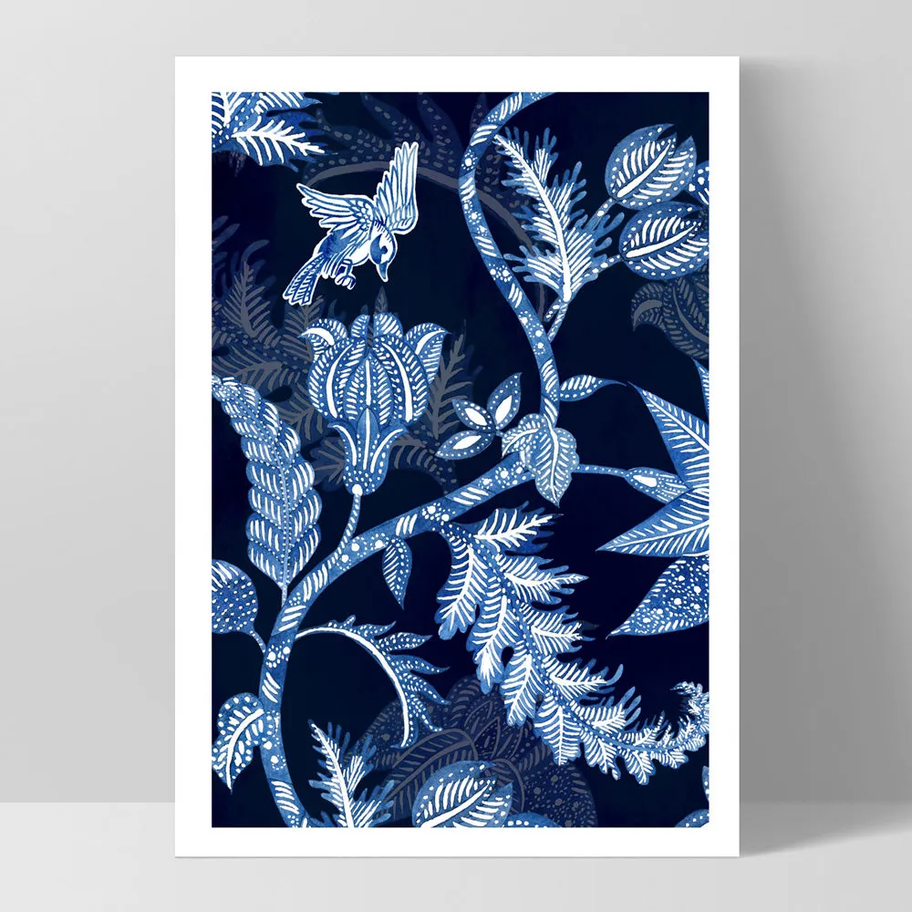 Hamptons Blue Paisley Depths  - Art Print
