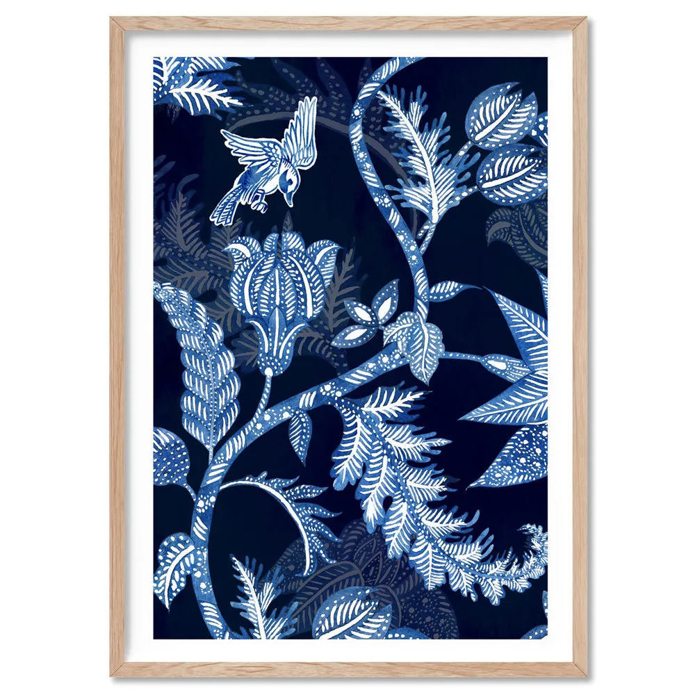 Hamptons Blue Paisley Depths  - Art Print