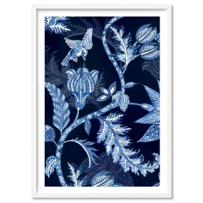 Hamptons Blue Paisley Depths  - Art Print