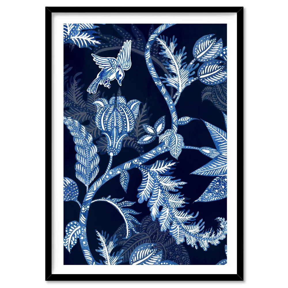 Hamptons Blue Paisley Depths  - Art Print