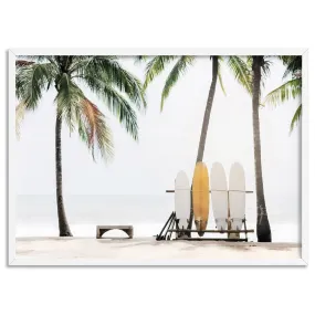 Hawaii Surfboards & Palms - Art Print
