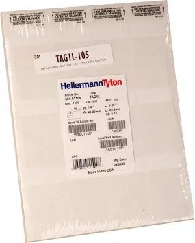 HellermannTyton Self Laminating Laser Tags .5in x .315in x .75in 5000 Pack