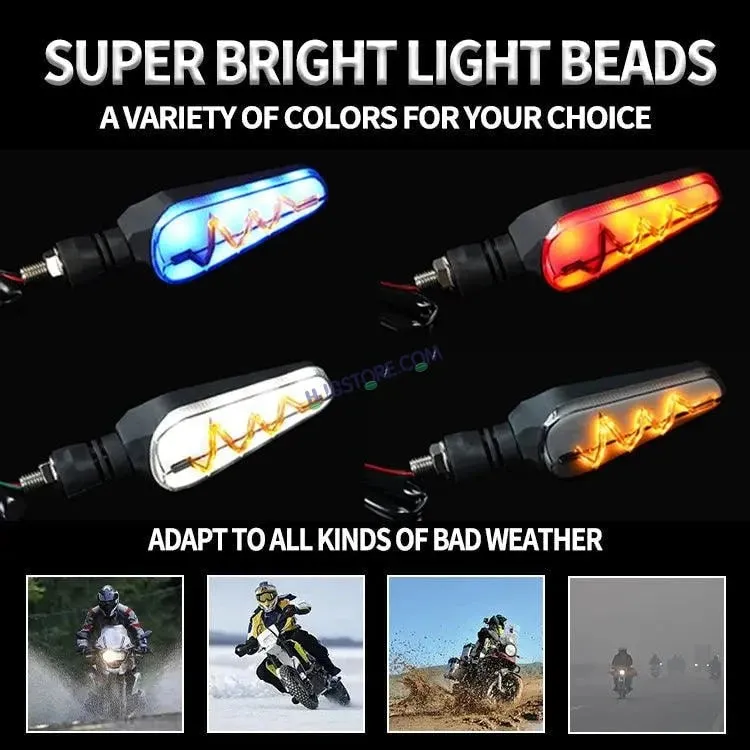 HJG Bike Heartbeat Indicator Waterproof Flexible Blinker Bright LED Indicators Universal For All Bike Models Motorcycle Turn Signal Lights HJG Indicator with DRL Heartbeat Indicator