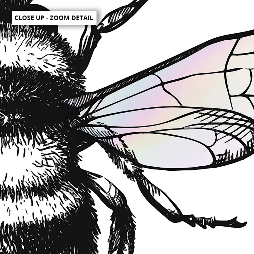 Honey Bee with Holo Wings - Art Print