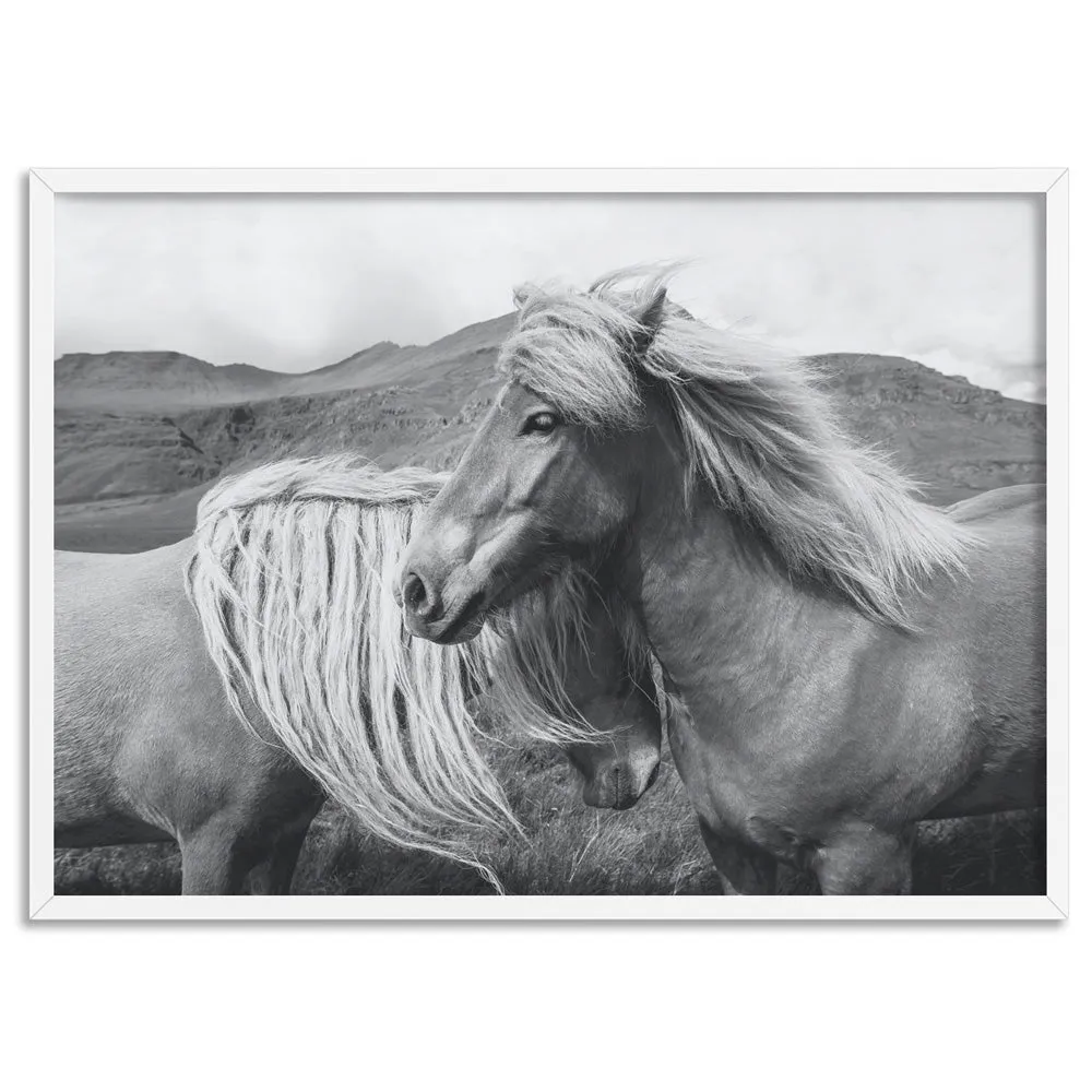 Horses Embrace in B&W - Art Print