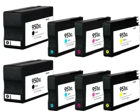 HP 950XL /951XL High Yield Ink Set Of 8 Remanufactured Cartridges for OfficeJet Pro Series