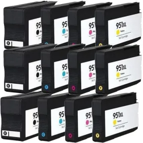 HP 950XL /951XL Yield Ink Set Of 12 Remanufactured Cartridges for OfficeJet Pro Series