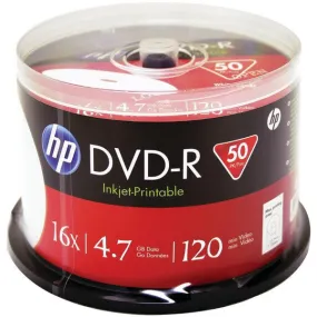 HP DM16WJH050CB 4.7GB DVD-Rs, 50-ct Printable Spindle