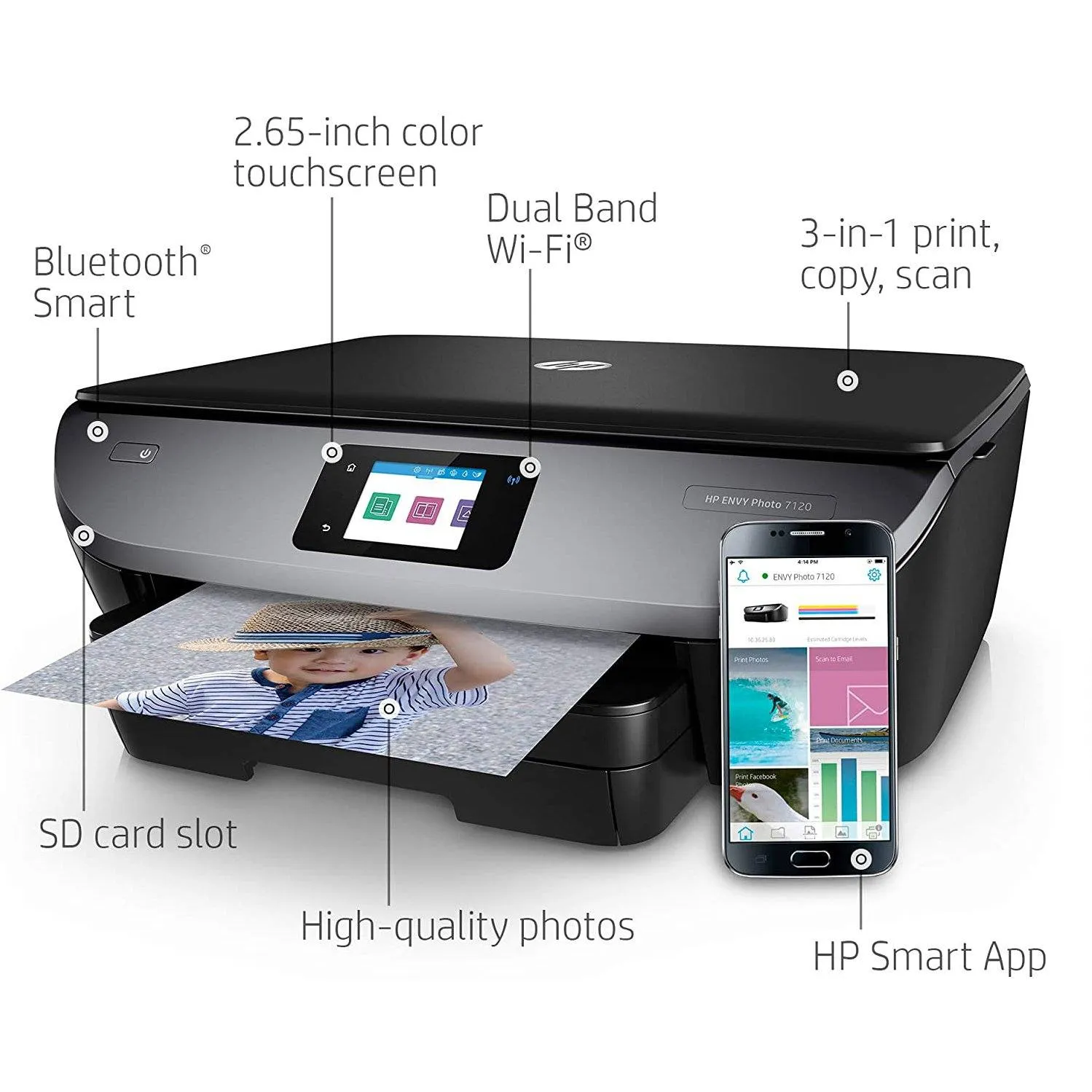 HP Envy Photo 7120 Wireless All-in-One Photo Printer (Refurbished)