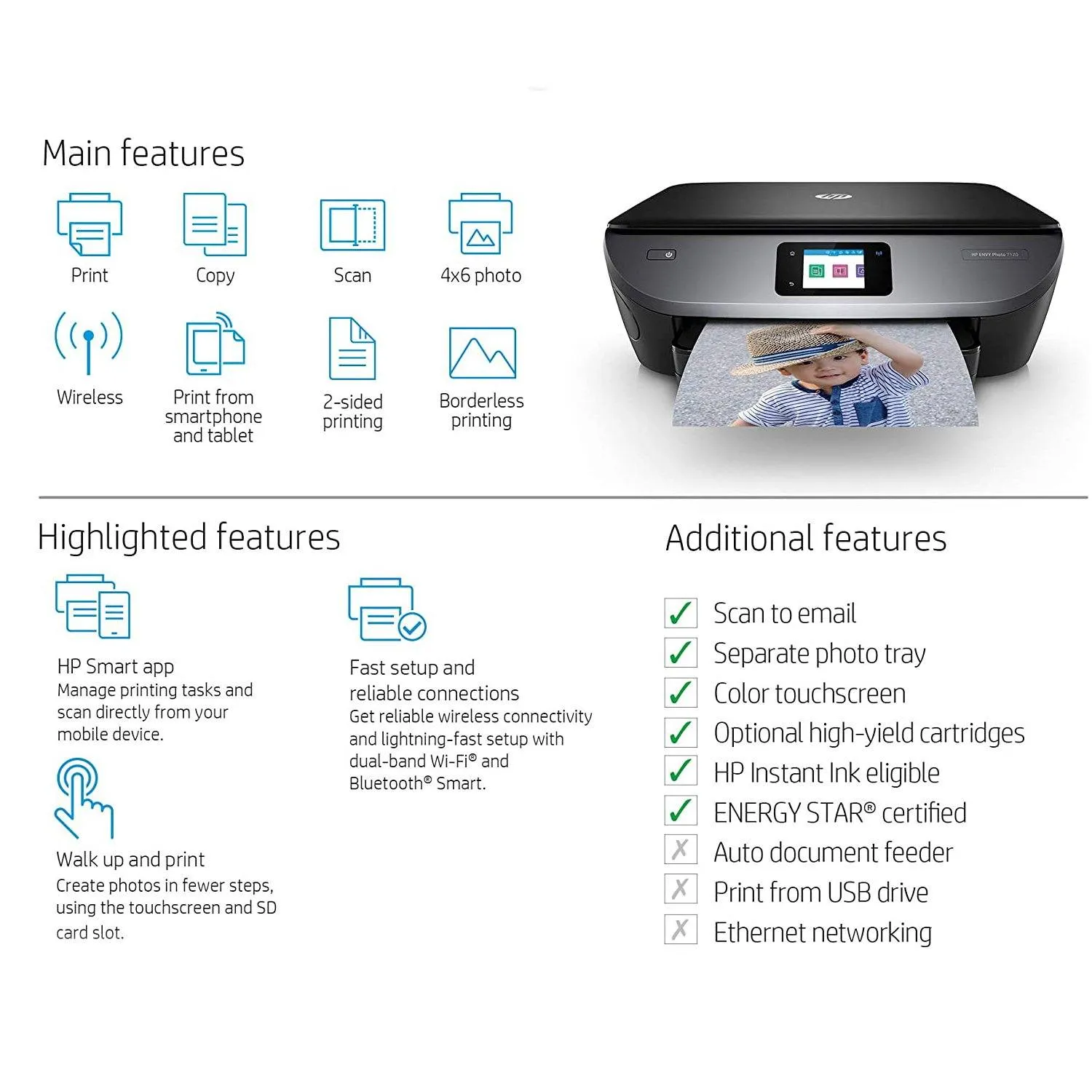 HP Envy Photo 7120 Wireless All-in-One Photo Printer (Refurbished)