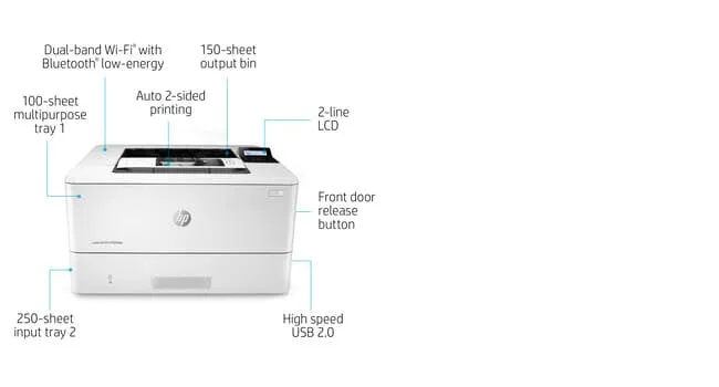 HP LaserJet Pro M404n, Print, Fast first page out speeds; Compact Size; Energy Efficient; Strong Security