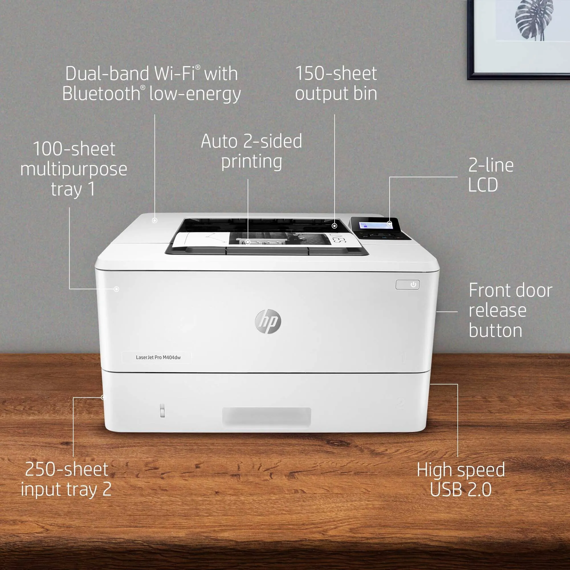 HP LaserJet Pro M404n, Print, Fast first page out speeds; Compact Size; Energy Efficient; Strong Security