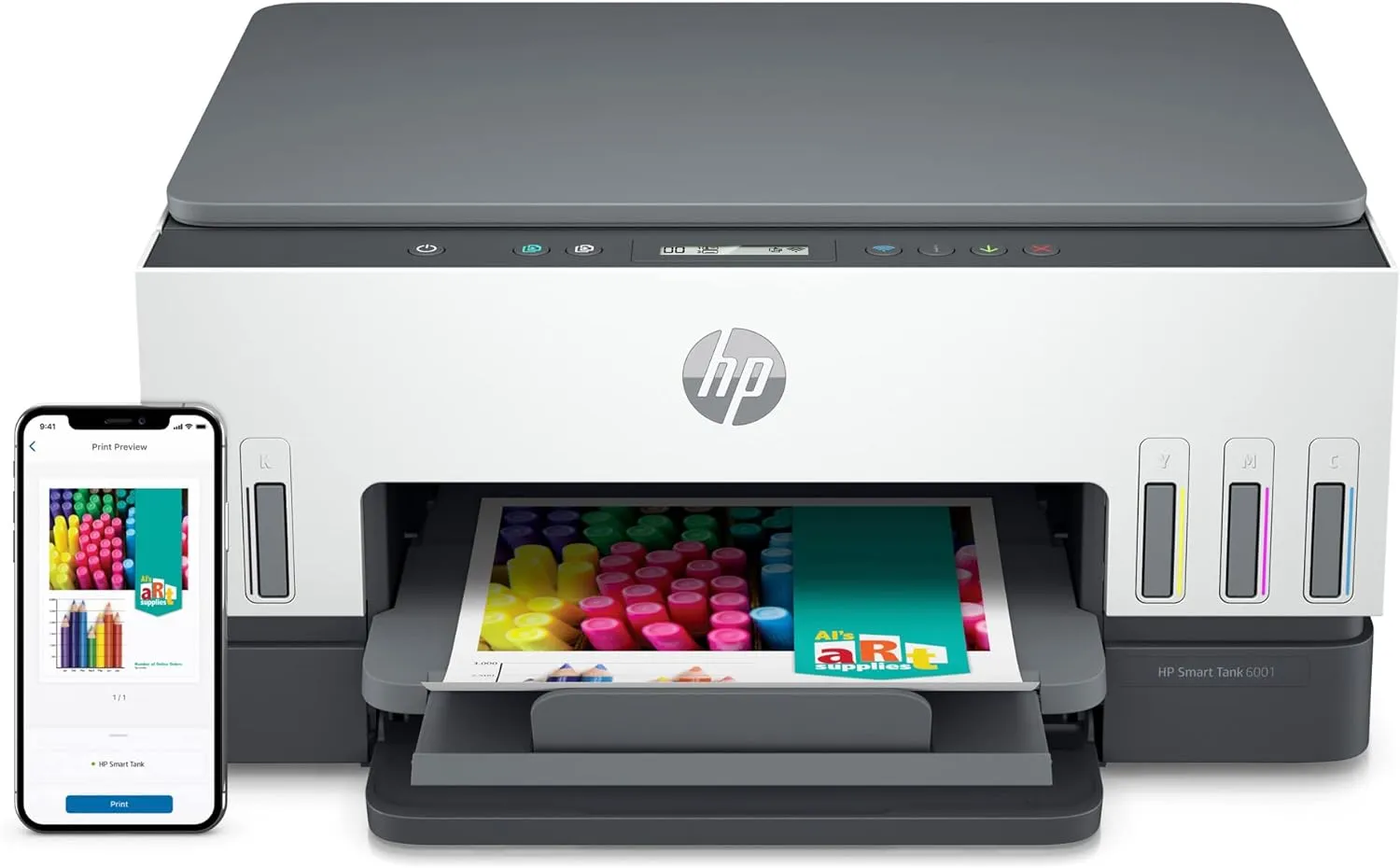 HP Smart Tank 6001 Wireless Cartridge-Free, All-In-One Ink Printer, with up to 2 years of ink