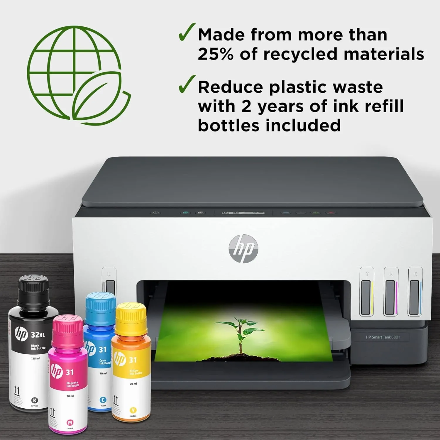 HP Smart Tank 6001 Wireless Cartridge-Free, All-In-One Ink Printer, with up to 2 years of ink