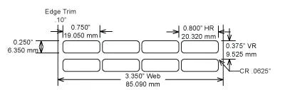 Identco TTL103-433-10 .75x.25 Ultra-Durable Gloss White Polyimide Thermal Transfer Labels