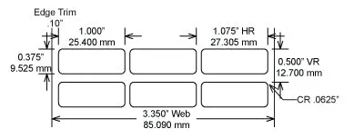 Identco TTL105-423-10 1.0x.375 Low Profile Gloss White Polyimide Thermal Transfer Labels