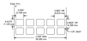 Identco TTL112-423-10 .50 x .4375 Low Profile Gloss White Polyimide Thermal Transfer Labels