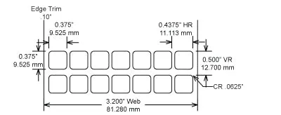 Identco TTL116-701-10 .375x.375 Matte White Polyester Thermal Transfer Labels