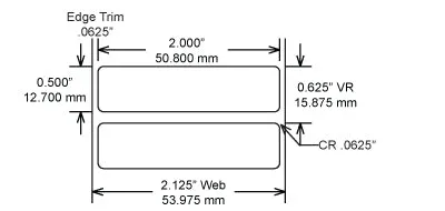 Identco TTL120-423-10 2.0x.50 Low Profile Gloss White Polyimide Thermal Transfer Labels