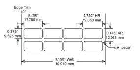 Identco TTL122-701-10 .70x.375 Matte White Polyester Thermal Transfer Labels