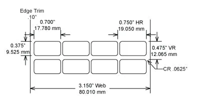 Identco TTL122-701-10 .70x.375 Matte White Polyester Thermal Transfer Labels