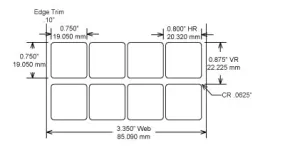 Identco TTL123-451-10  .75x.75 ESD Semi-Gloss White Polyimide Thermal Transfer Labels