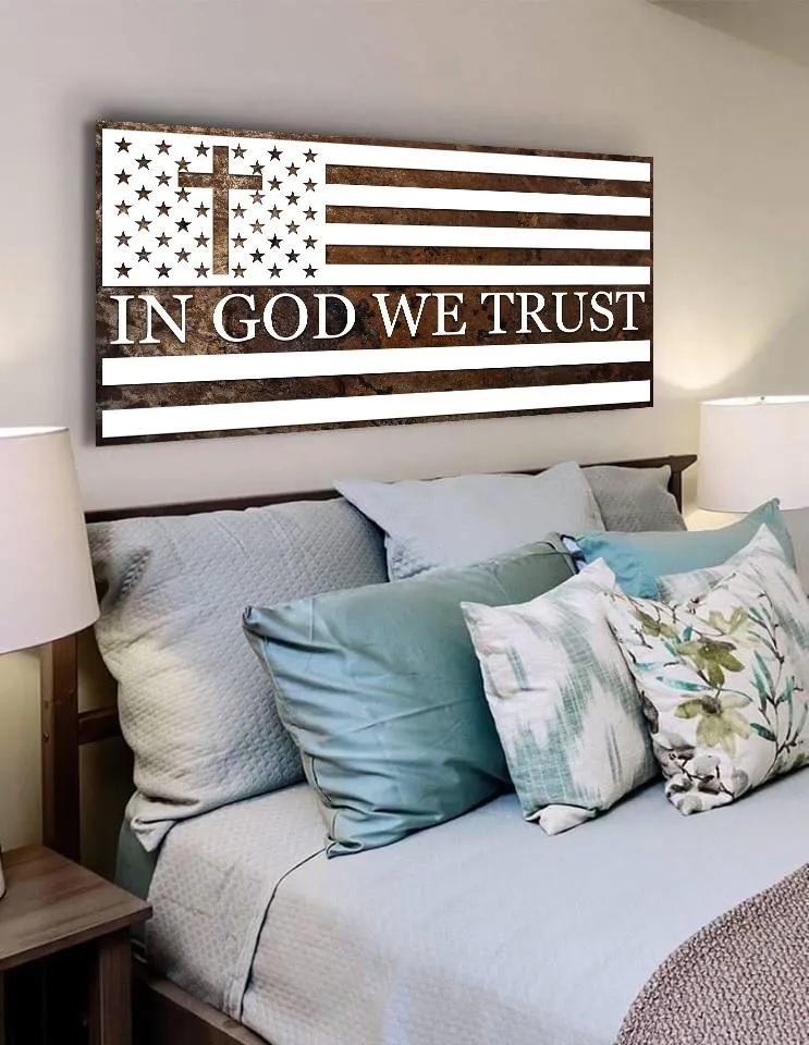 In God We Trust #15 American Flag Patriotic Wall Art - Christian Canvas Wall Art