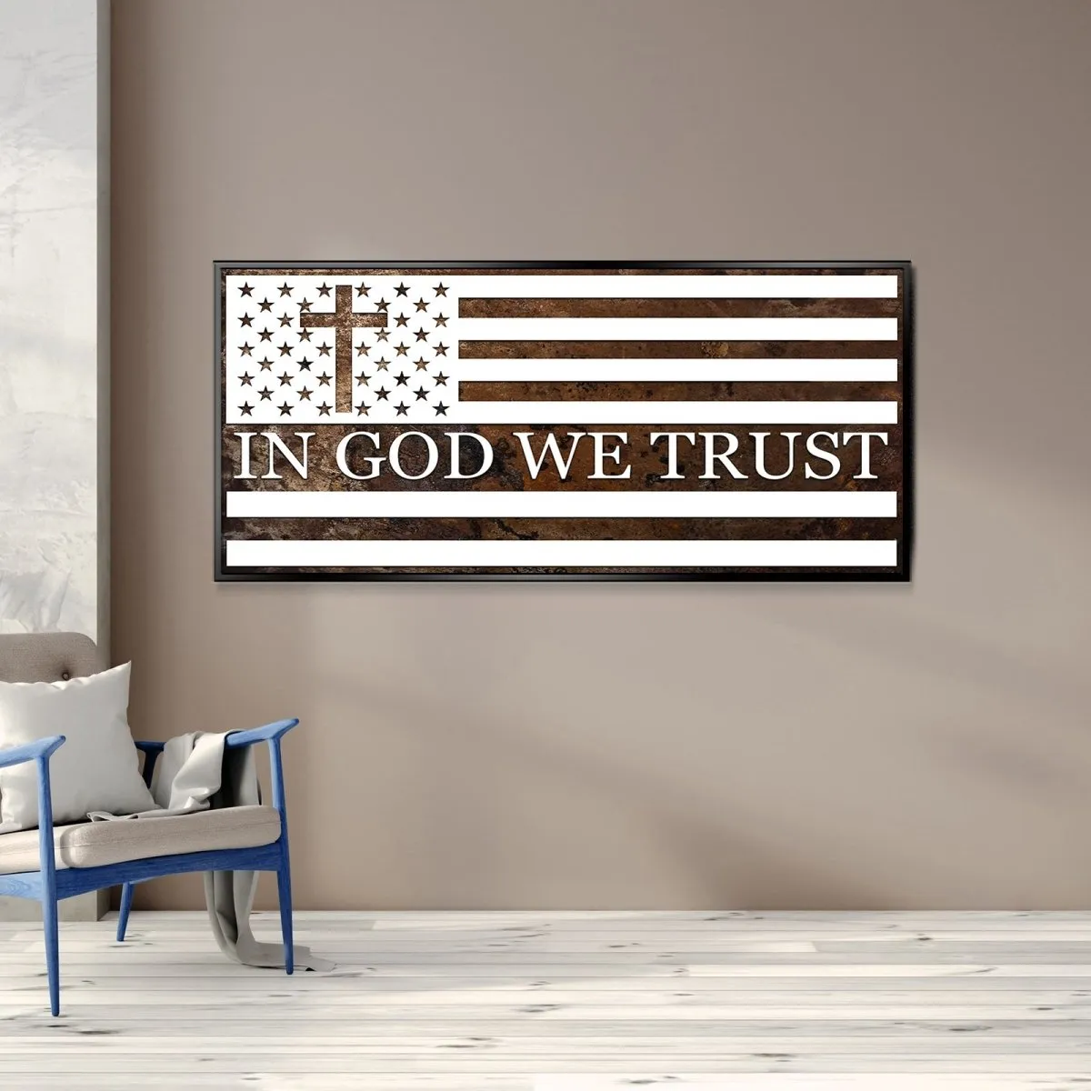 In God We Trust #15 American Flag Patriotic Wall Art - Christian Canvas Wall Art