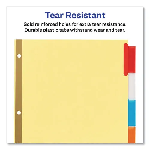 Insertable Big Tab Dividers, 5-tab, Double-sided Gold Edge Reinforcing, 11 X 8.5, Buff, Assorted Tabs, 1 Set