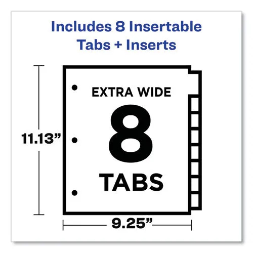 Insertable Big Tab Dividers, 8-tab, 11.13 X 9.25, White, Assorted Tabs, 1 Set