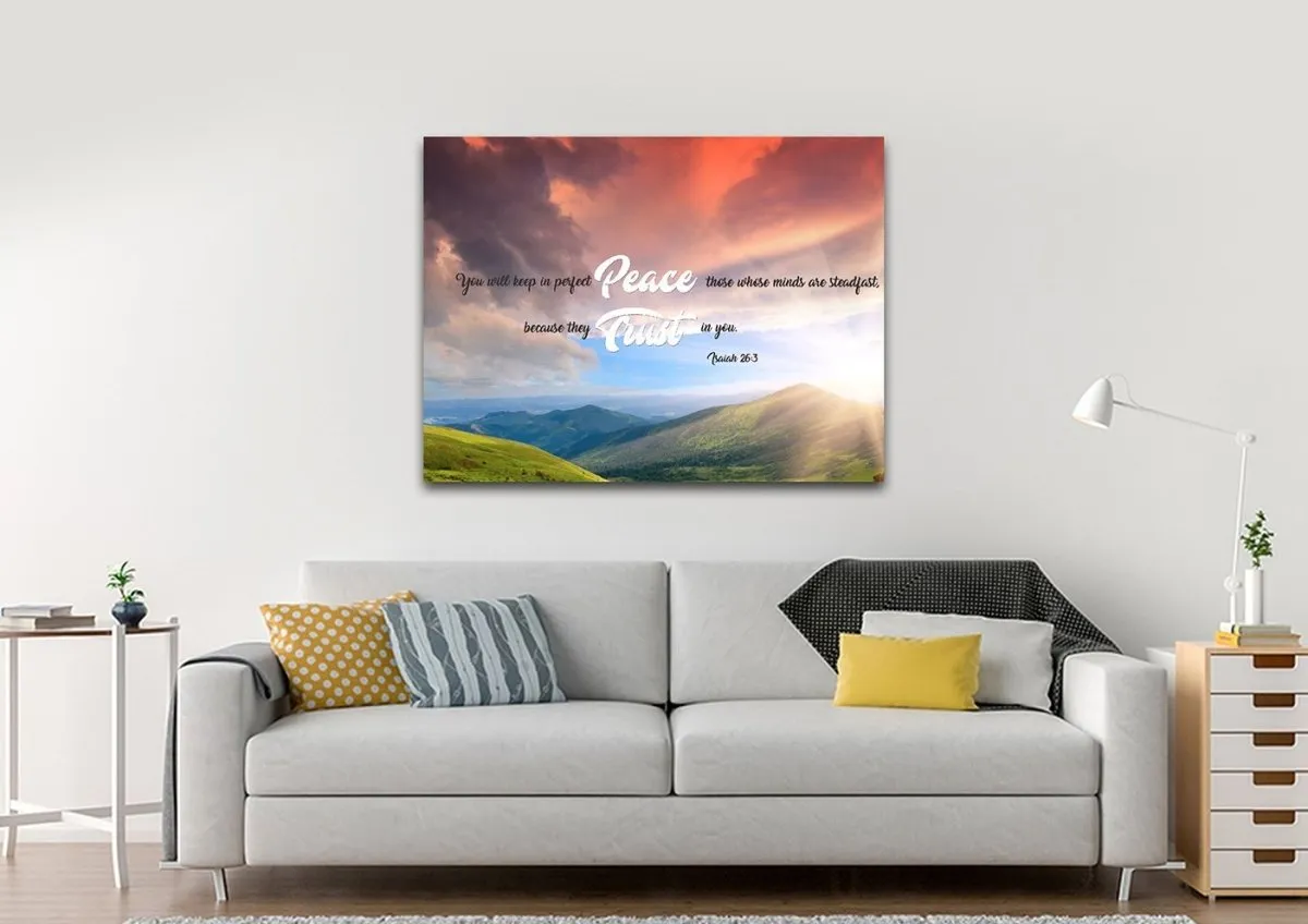 Isaiah 263 Niv Keep In Perfect Peace Canvas Wall Art Print - Christian Canvas Wall Art