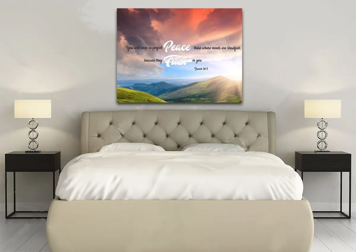 Isaiah 263 Niv Keep In Perfect Peace Canvas Wall Art Print - Christian Canvas Wall Art