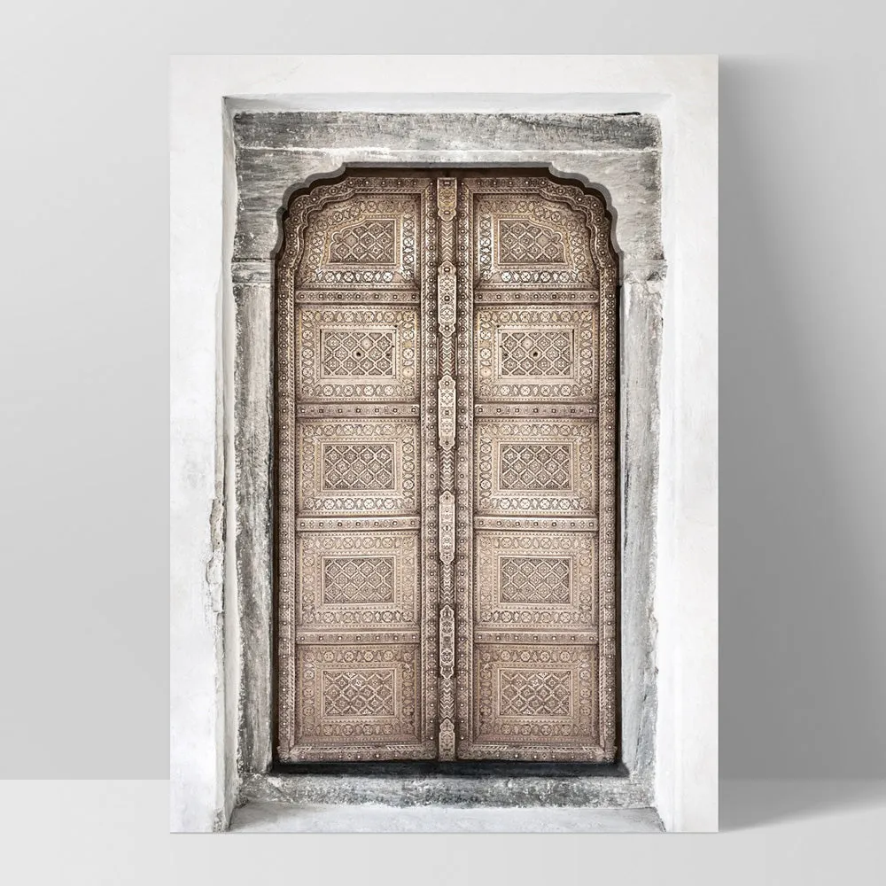 Jaipur Carved Wooden Door in Neutrals - Art Print