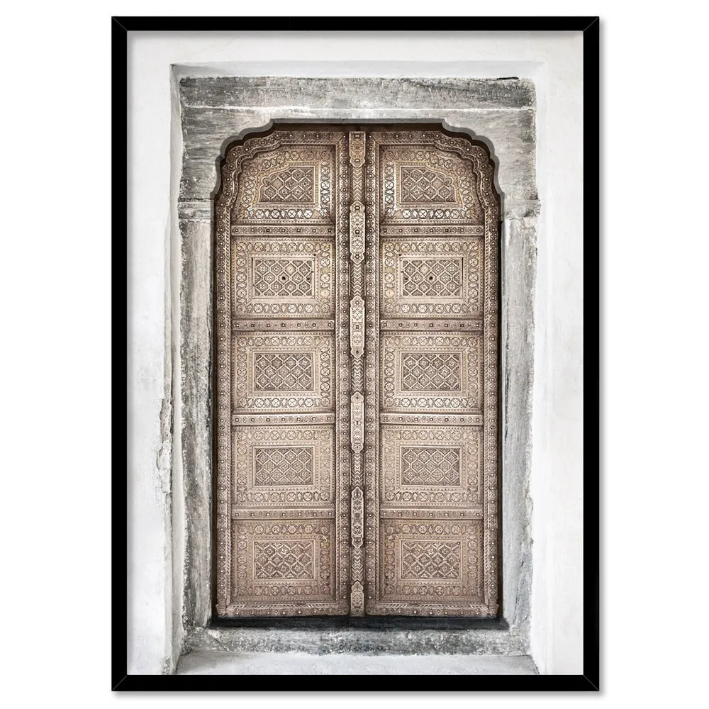 Jaipur Carved Wooden Door in Neutrals - Art Print