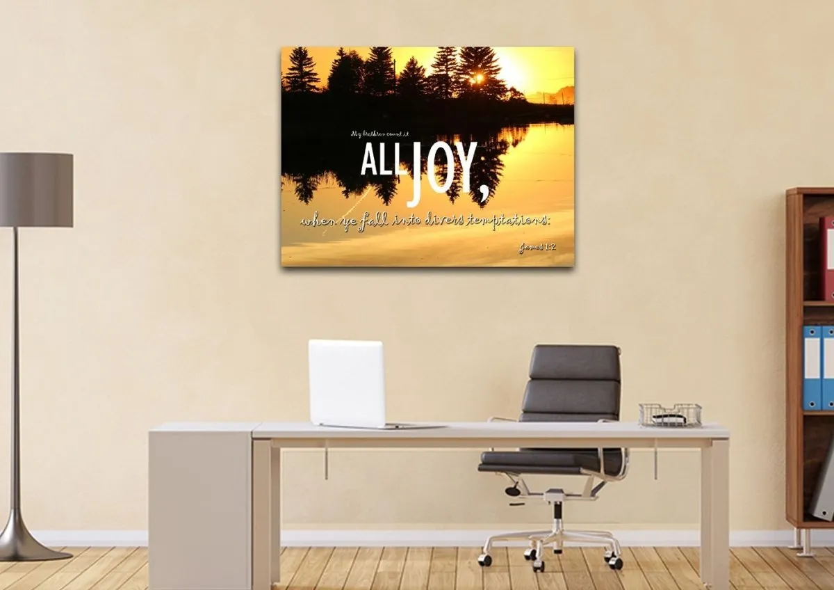 James 12 Kjv Count It All Joy Wall Art Canvas Print - Christian Canvas Wall Art