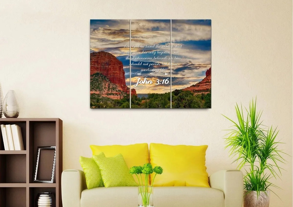 John 316 Kjv #21 Bible Verse Canvas Wall Art - Christian Canvas Wall Art
