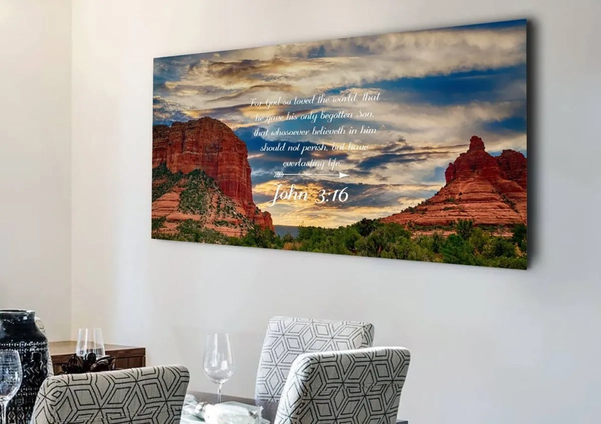 John 316 Kjv #21 Bible Verse Canvas Wall Art - Christian Canvas Wall Art