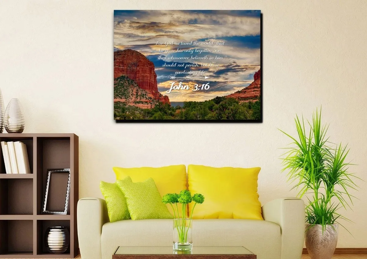John 316 Kjv #21 Bible Verse Canvas Wall Art - Christian Canvas Wall Art