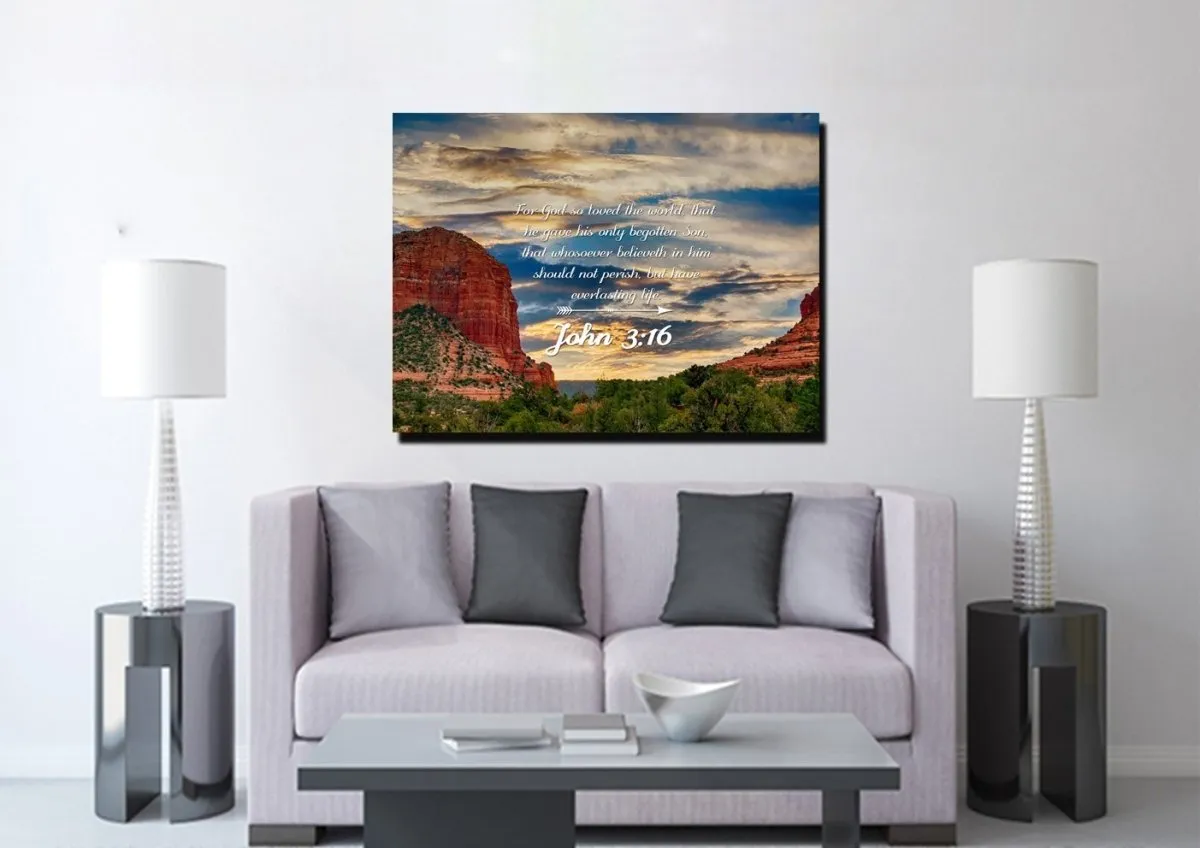 John 316 Kjv #21 Bible Verse Canvas Wall Art - Christian Canvas Wall Art